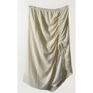 Derek Heart NWT Ivory Crinkle Ruched Midi Handkerchief Skirt Women's Size Xl